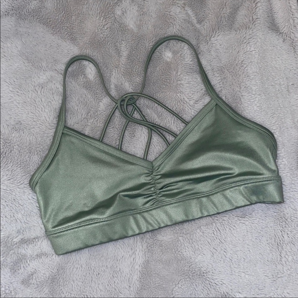 Alo Yoga Sunny Strappy Bra Glossy SeaFoam Green